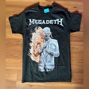 Hot Topic Black Megadeth Flaming Vic Rattlehead Graphic Tee